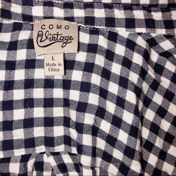 Como vintage large gingham floral flannel top - Picture 8 of 14